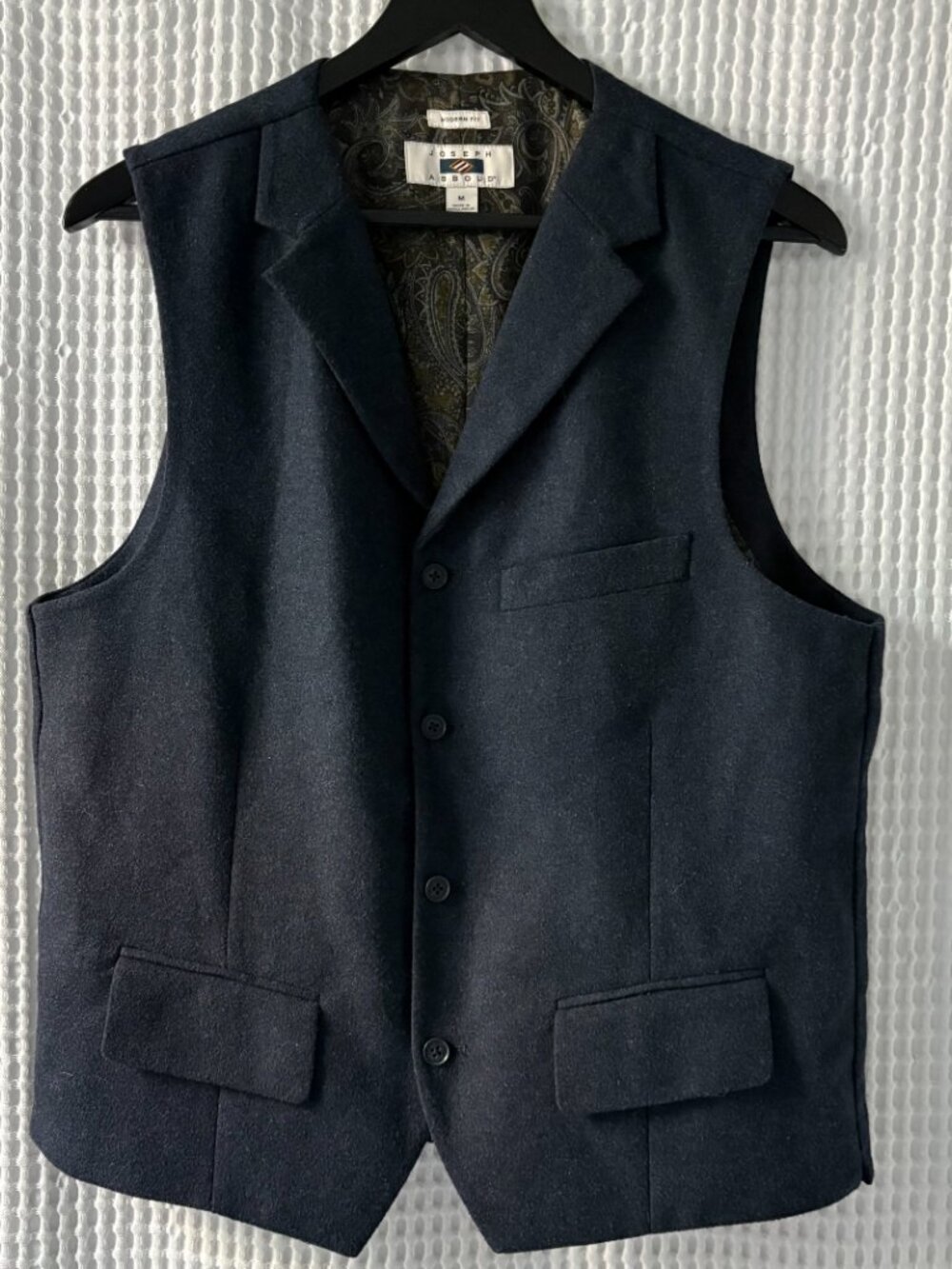 Joseph Abboud navy wool-blend 5-button men's waistcoat vest size medium - Picture 6 of 6